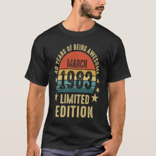maart 1983 40 jaar Geweldige Retro 40e bi T-shirt
