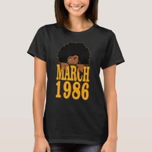 Maart 1986 36ste verjaardag 36 jaar oud zwart vrou t-shirt