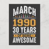 Maart 1990 30 jaar oude 30e verjaardag briefkaart (Voorkant)