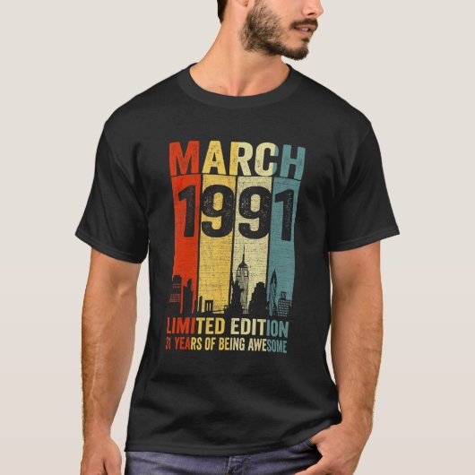 maart 1991 31 jaar Geweldige T-shirt (Voorkant)