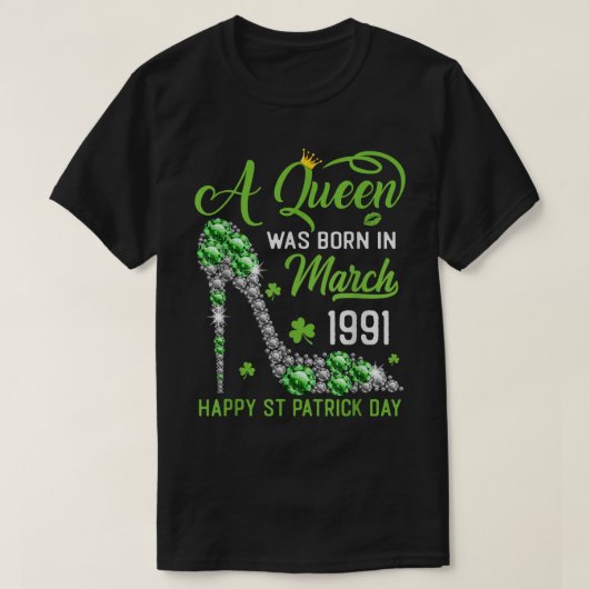 Maart 1991 32e verjaardag Happy St Patrick's Day S T-shirt (Design voorkant)