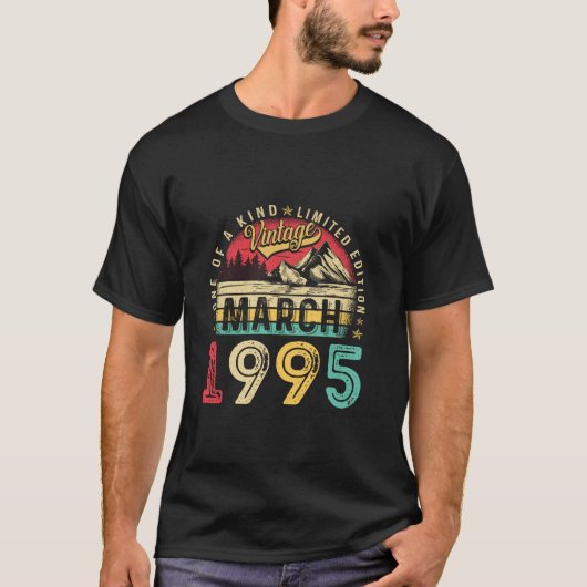 maart 1995 30ste verjaardag cadeau Retro Mannen W T-shirt (Voorkant)
