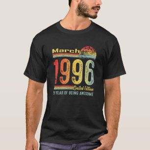 maart 1996 26 jaar oude 26e verjaardag t-shirt