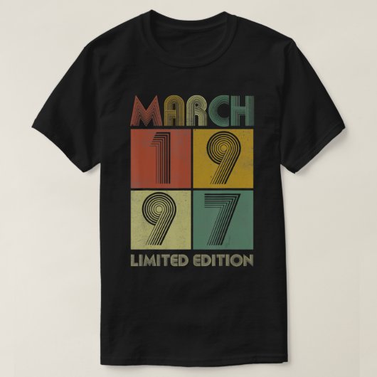 Maart 1997  24 jaar oud Retro 24th Birthda T-shirt (Design voorkant)