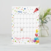 Maart 2022 Kalender Gelukkige Verjaardag Uitnodigi Kaart (Staand voorkant)