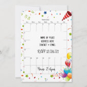 Maart 2022 Kalender Gelukkige Verjaardag Uitnodigi Kaart (Achterkant)