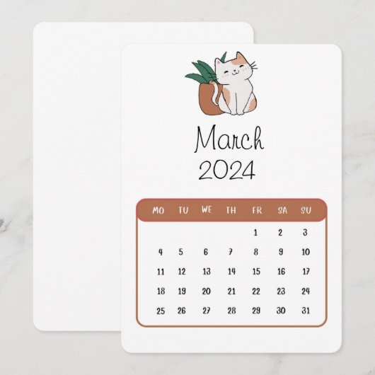 Maart 2024 Stand Alone Schattigee kat- en Plant ka Menu (Voorkant / Achterkant)