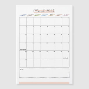Maart 2025 Magnetische kalender