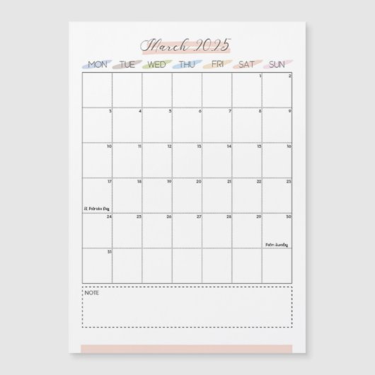 Maart 2025 Magnetische kalender (Voorkant)