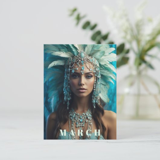 *~* MAART AP53 AQUAMARINE Boho Hoofdtooi Briefkaart (Staand voorkant)