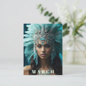 *~* MAART AP53 Boho Headdress AQUAMARINE Briefkaart (Staand voorkant)