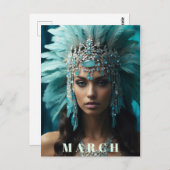 *~* MAART AP53 Boho Headdress AQUAMARINE Briefkaart (Voorkant / Achterkant)