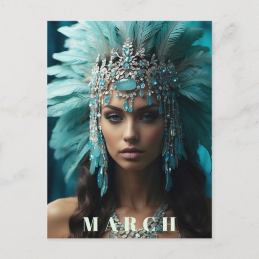 *~* MAART AP53 Boho Headdress AQUAMARINE Briefkaart (Voorkant)