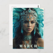 *~* MAART AP53 Hoofdadres AQUAMARINE Boho Briefkaart (Voorkant / Achterkant)