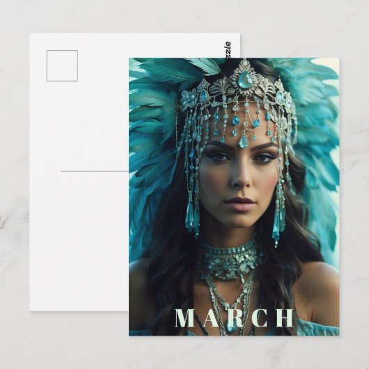 *~* MAART AP53 Hoofdadres AQUAMARINE Boho Briefkaart (Voorkant / Achterkant)