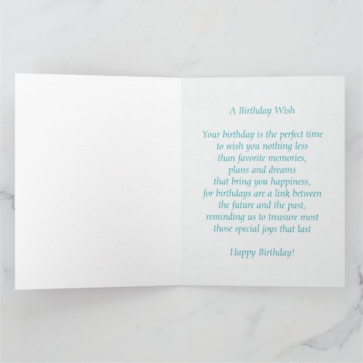 Maart Aquamarijn Birthstone 8.5x11 Verjaardag Kaart (Binnen)