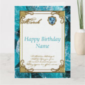 Maart Aquamarijn Birthstone 8.5x11 Verjaardag Kaart (Voorkant)