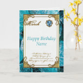 Maart Aquamarijn Birthstone Verjaardag Kaart (Gele Bloem)