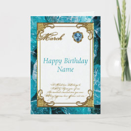 Maart Aquamarijn Birthstone Verjaardag Kaart