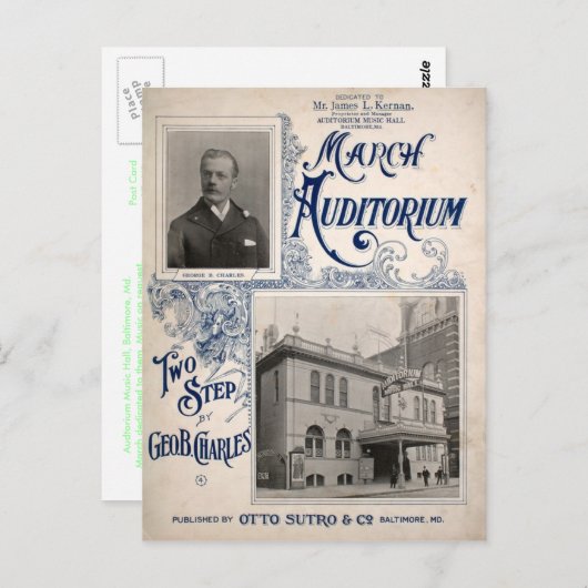 Maart Auditorium Music Hall Baltimore MD Briefkaart (Voorkant / Achterkant)