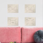 Maart Basketbal 16 8 4 Team Bracket spelen in ECRU Muurkunst Sets (Woonkamer)