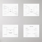 Maart Basketbal 16 8 4 Team Bracket spelen in Muurkunst Sets (Voorkant)