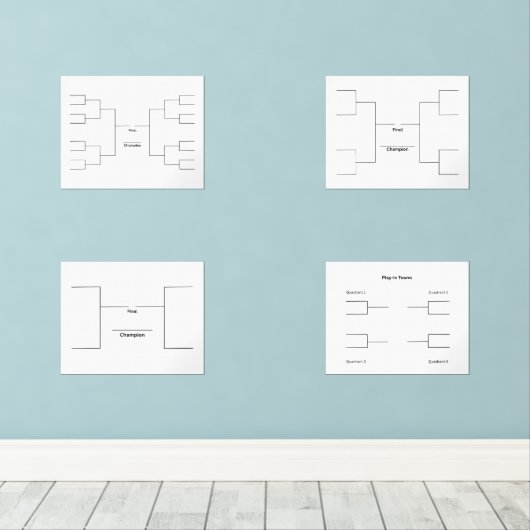 Maart Basketbal 16 8 4 Team Bracket spelen in Muurkunst Sets (Houten vloer)