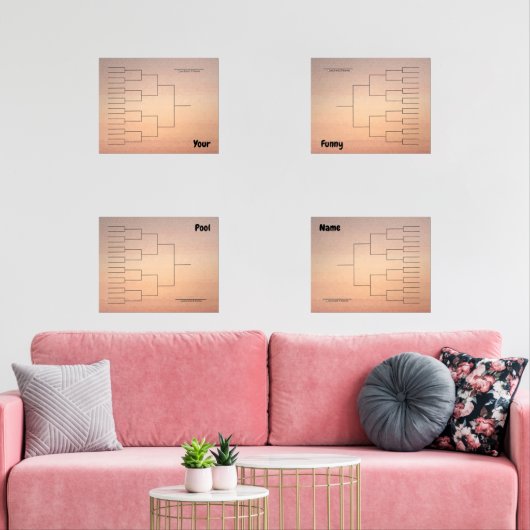 Maart Basketbal Quadrant Bracket Sinaasappel Ombre Muurkunst Sets (Woonkamer)