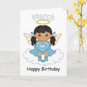 Maart Birthstone Angel Black Birthday Card Kaart (Gele Bloem)