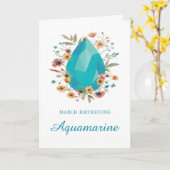 Maart Birthstone Aquamarijn Verjaardag Wildbloemen Kaart (Gele Bloem)