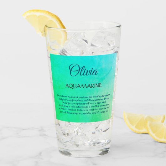 Maart Birthstone Aquamarine-ontwerp Glas (Voorkant ijs)