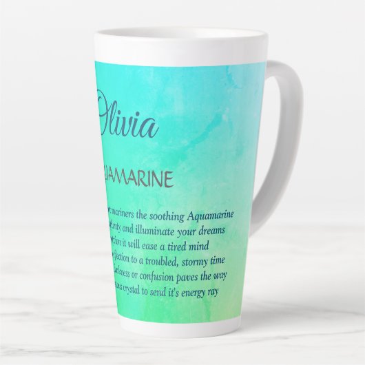 Maart Birthstone Aquamarine-ontwerp Latte Mok (Rechterhoek)