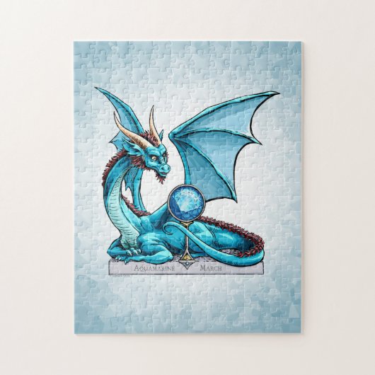 Maart Birthstone Dragon: Aquamarine Legpuzzel (Verticaal)