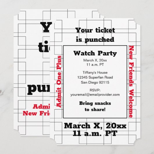 Maart Bracket Basketball Watch Party Kaart (Voorkant / Achterkant)