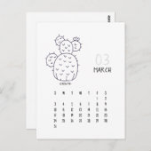 Maart  Cactus 2024 Kalender Kaart (Voorkant / Achterkant)