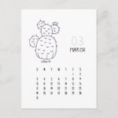 Maart  Cactus 2024 Kalender Kaart (Voorkant)