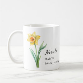 MAART DAFFODIL GEBOORTE BLOEM MAAND NAAM CADEAU KOFFIEMOK