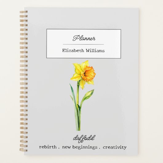 MAART DAFFODIL GEBOORTEBLOEM GEPERSONALISEERD PLANNER (Voorkant)