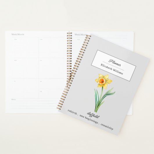 MAART DAFFODIL GEBOORTEBLOEM GEPERSONALISEERD PLANNER (Display)