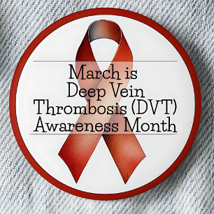 Maart Diep Veneuze Trombose (DVT) Bewustzijnsmaand Ronde Button 5,7 Cm