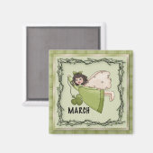 Maart Engel / Fairy Maand Magnet (Voorkant / Achterkant)