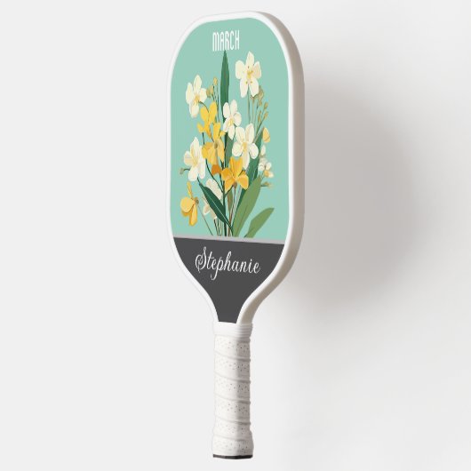 Maart Geboorte Bloem Aangepaste Naam Pickleball Paddle (Links)