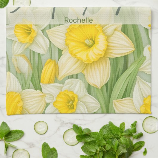 Maart Geboorte bloem Daffodil Theedoek (Gevouwen)