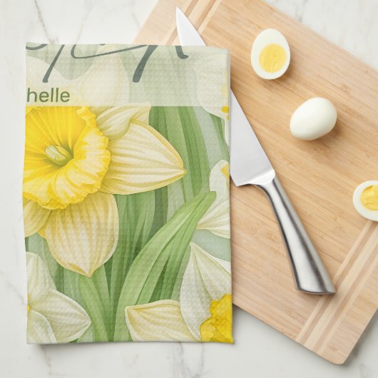 Maart Geboorte bloem Daffodil Theedoek (Quarter Fold)