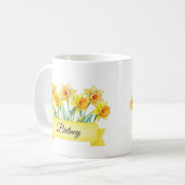 Maart Geboorte Bloem Gepersonaliseerde Daffodil Mo Koffiemok (Voorkant links)