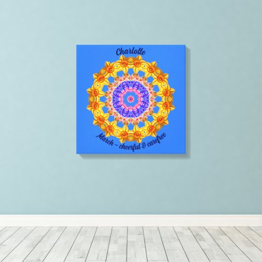 Maart Geboorte Bloem Gepersonaliseerde Mandala Zen Canvas Afdruk (Insitu (Houten vloer))