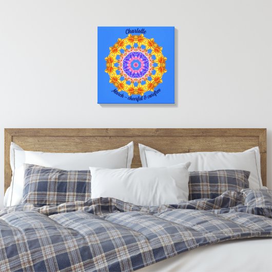 Maart Geboorte Bloem Gepersonaliseerde Mandala Zen Canvas Afdruk (Insitu (Slaapkamer))