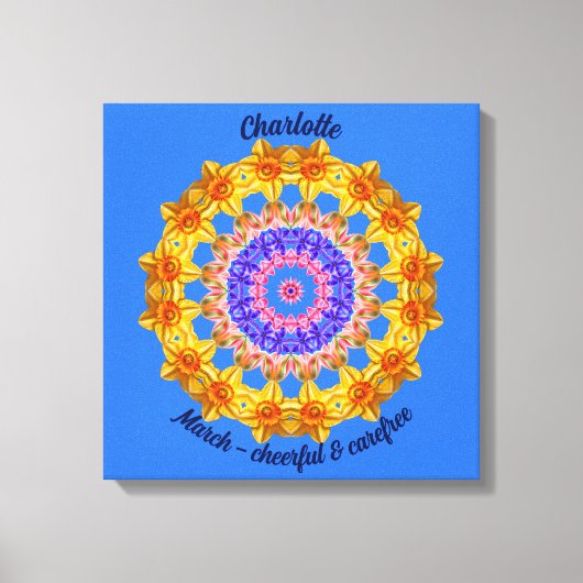 Maart Geboorte Bloem Gepersonaliseerde Mandala Zen Canvas Afdruk (Voorkant)
