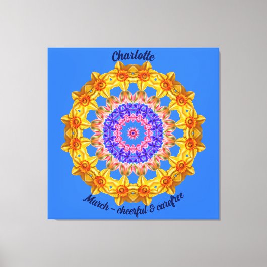 Maart Geboorte Bloem Gepersonaliseerde Mandala Zen Canvas Afdruk (Voorkant)