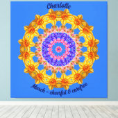 Maart Geboorte Bloem Gepersonaliseerde Mandala Zen Canvas Afdruk (Insitu (Houten vloer))